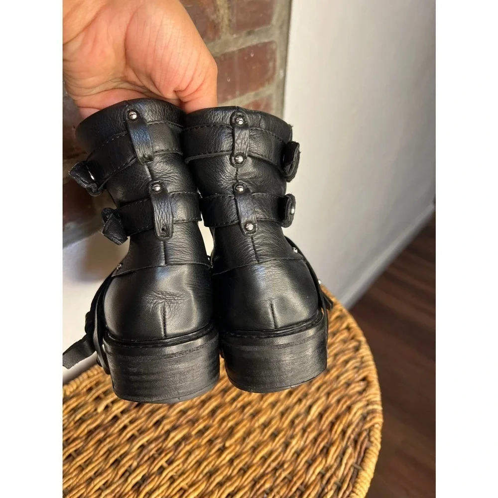 Dolce Vita Kiera Black Leather Moto Harness Ankle Boots Size 8